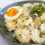 Kartoffelsalat mit Ei und Kresse und leichte Variante mit Joghurt und Mayo, meinestube