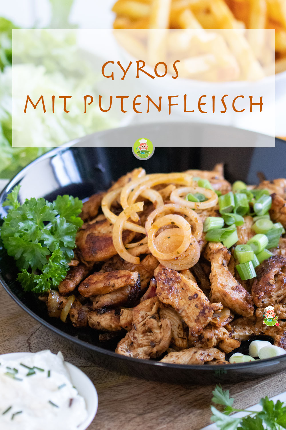 Rezept für Gyros mit Putenfleisch aus der Pfanne