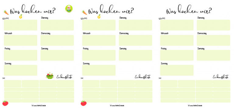 Wochenplan fürs Familienessen - Was kochen wir? - Meinestube