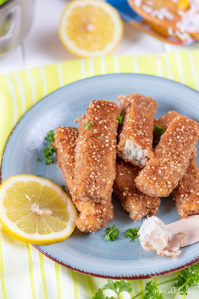 Fischstäbchen mit Sesam selber machen, Seelachsfilet