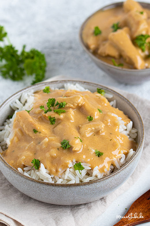 Rezept Geschnetzeltes mit Reis und Pute - ohne Sahne - Meinestube