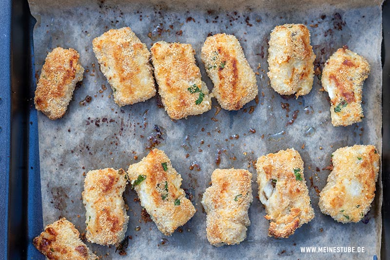 Fischnuggets im Ofen gebacken, meinestube