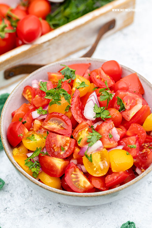 Tomatensalat Dressing mit frischen Tomaten, meinestube